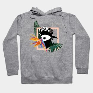 Abstract Woman with Tropical Flowers Hoodie